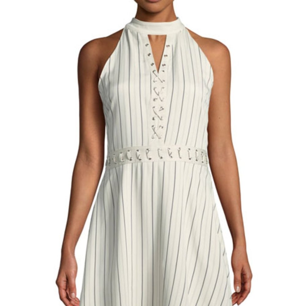 BB Dakota Women's Charlize Lace Up Striped Dress - Picture 1 of 8